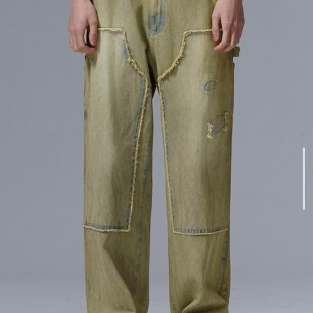 PERENN 더블 니 팬츠 녹슨 데님 1사이즈