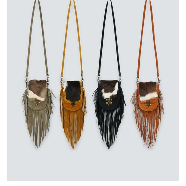 블랙) murra aer 무라 아에르 웨스턴 프린지 송치 크로스백 가방