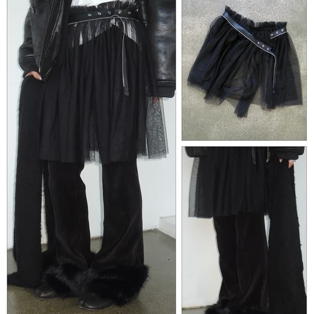 베이닝 레이어드 벨트 스커트