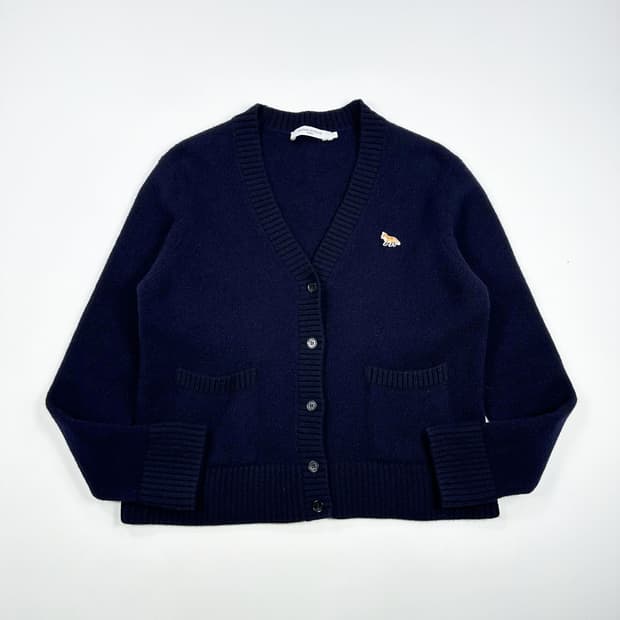메종키츠네 폭스패치 여성 니트 가디건 네이비 여성M
