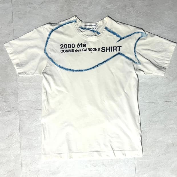 꼼데가르송 셔츠 2000ss 피쉬 프린트 티셔츠