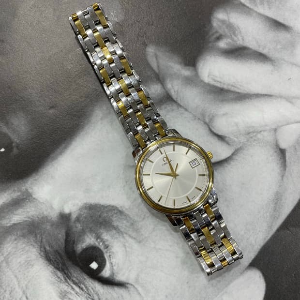 오메가/드빌 18K 금 도금 손목시계