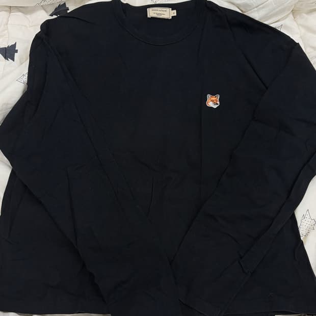 메종키츠네 폭스헤드 블랙 롱슬리브 XL