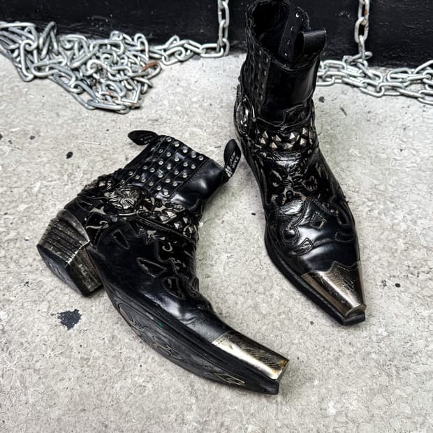 NEW ROCK - Skull Harness Ankle Boots