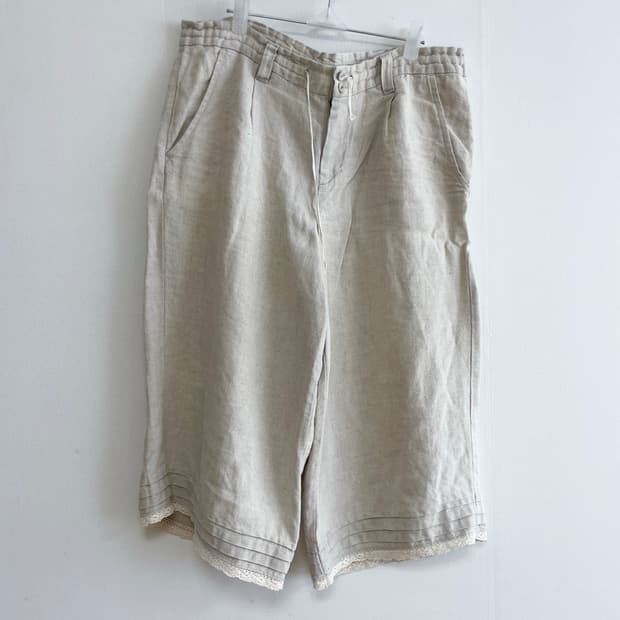 lace linen cropped pants 린넨 레이스 크롭 팬츠