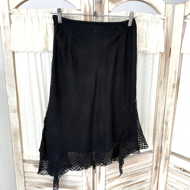 black dot pattern midi skirt
