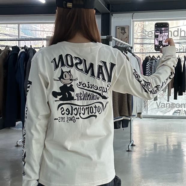 벤슨 x Felix The Cat 자수 롱슬리브긴팔티