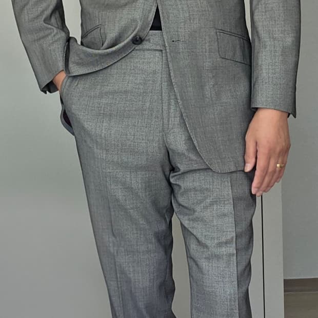 메리노 울 Birds eyes 그레이 맞춤정장 양복 (L