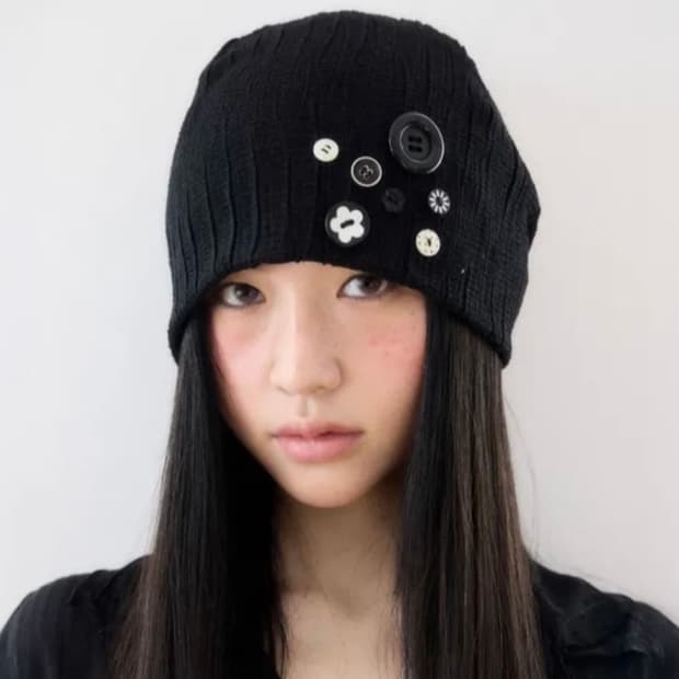 sio seoul 시오서울 버튼 포인트 비니 블랙 