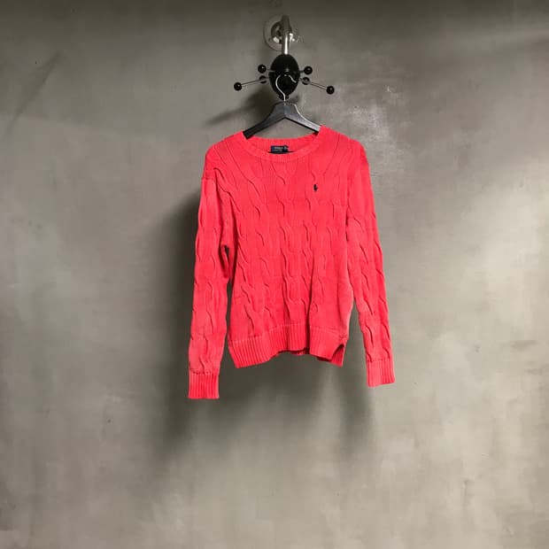 폴로 랄프로렌 케이블 니트 핑크 M
