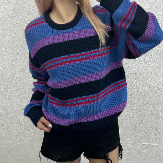 오베이 파스텔 단가라 니트 M