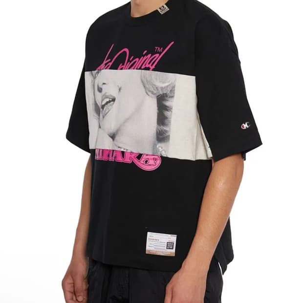미하라 야스히로 챔피온 프린팅 로고 반팔티 블랙 46