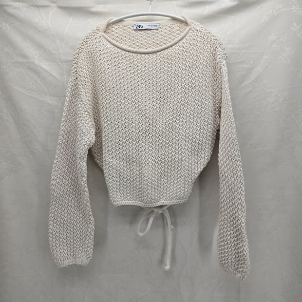 자라 아이보리 크롭 니트 긴팔