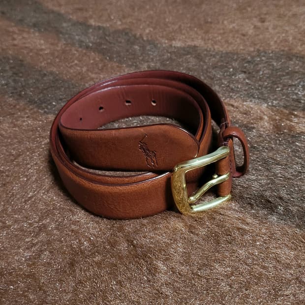 폴로 랄프로렌 남성용 다크 브라운 가죽벨트