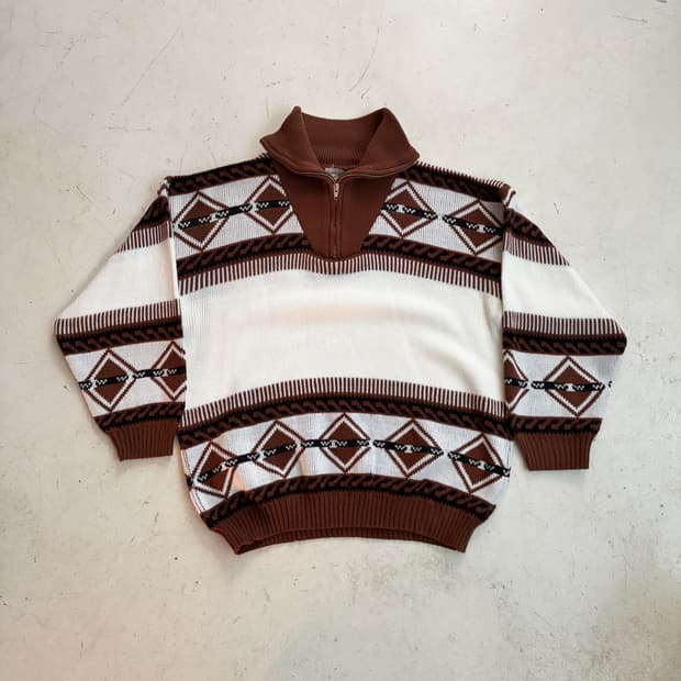 90s Madison Street 빈티지 하프집업 니트 L