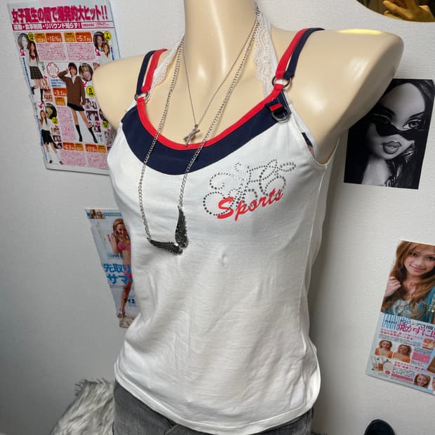 A6 Y2k 슬리브리스 나시 탑