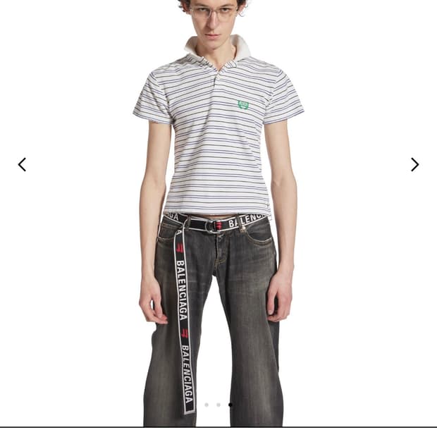 발렌시아가 D링 벨트 그레이/레드 OS