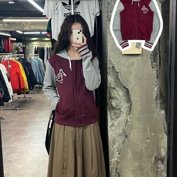 나이키 바시티 버튼 후드집업 버건디 키즈 L #csz2253