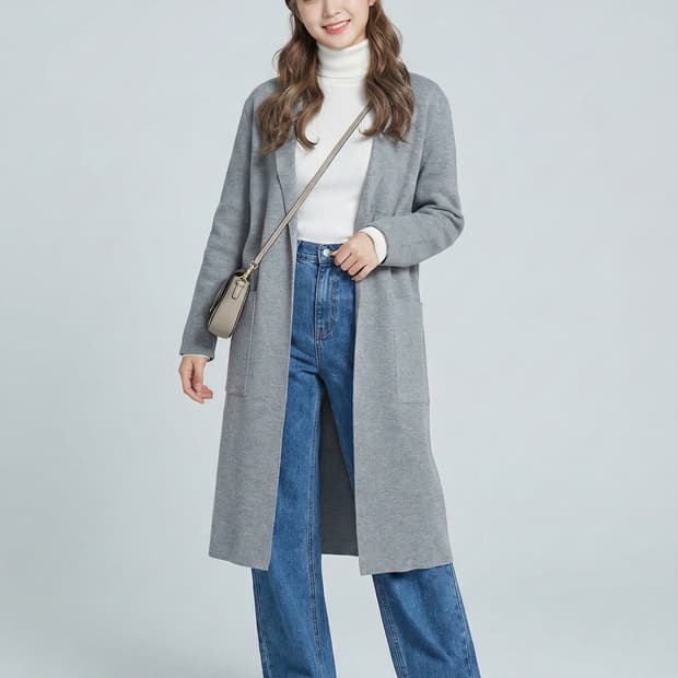 르베이지 그레이 롱 모 가디건_66