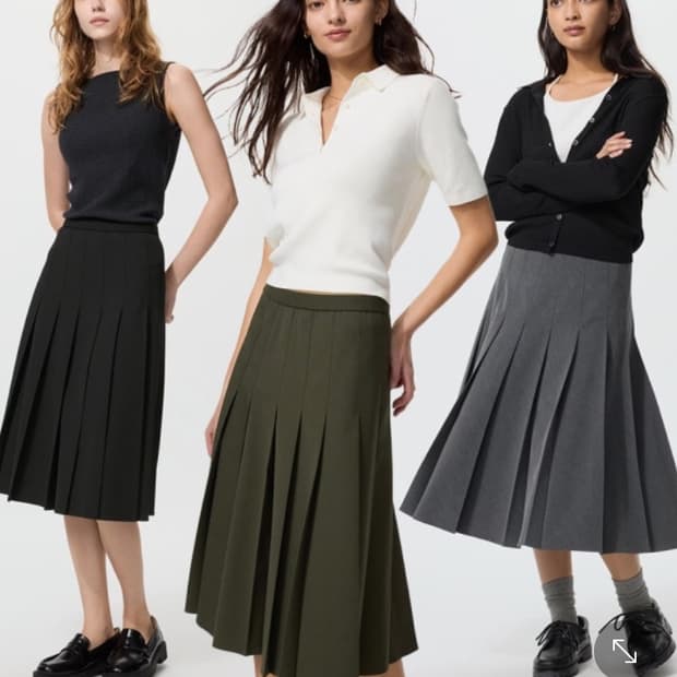 유니클로 플리츠 스커트 그레이