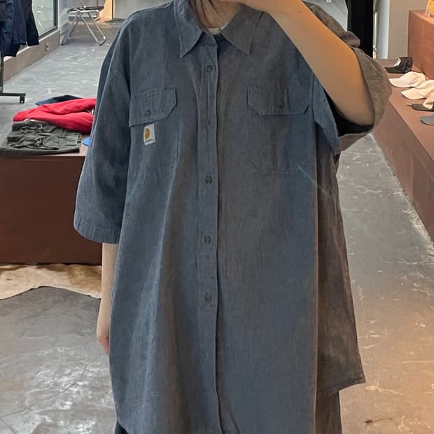 칼하트 블루 반팔 셔츠 H2295