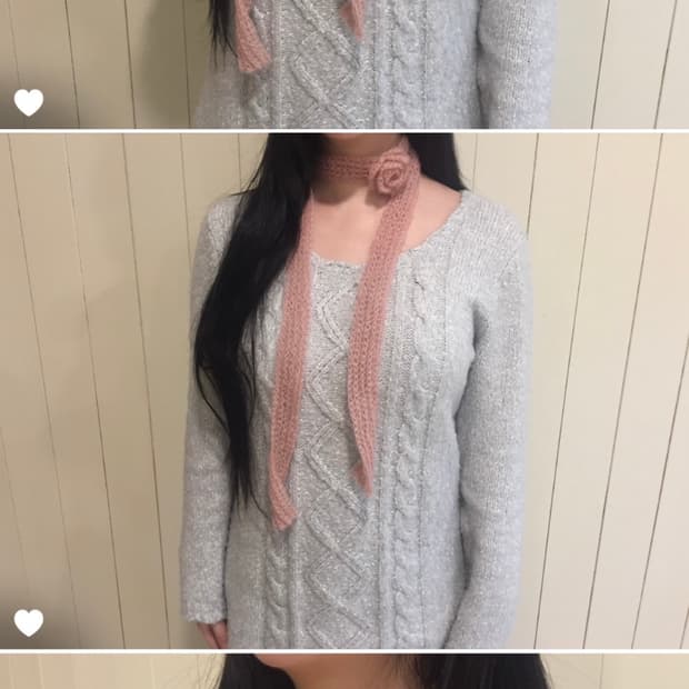 crochet mohair rose scarf dusty pink