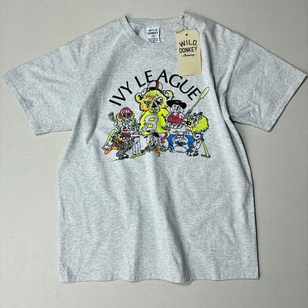 와일드동키 아이비리그 그래픽 반팔 티셔츠 그레이 M사이즈