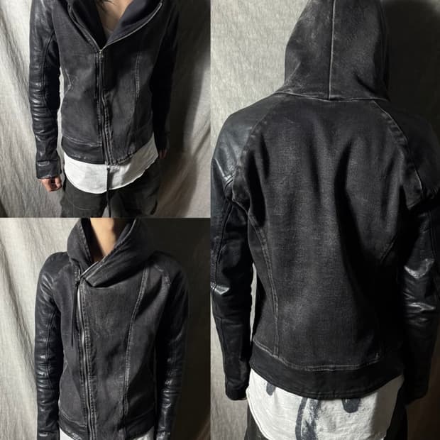 KMrii 암레더 비대칭 후드자켓