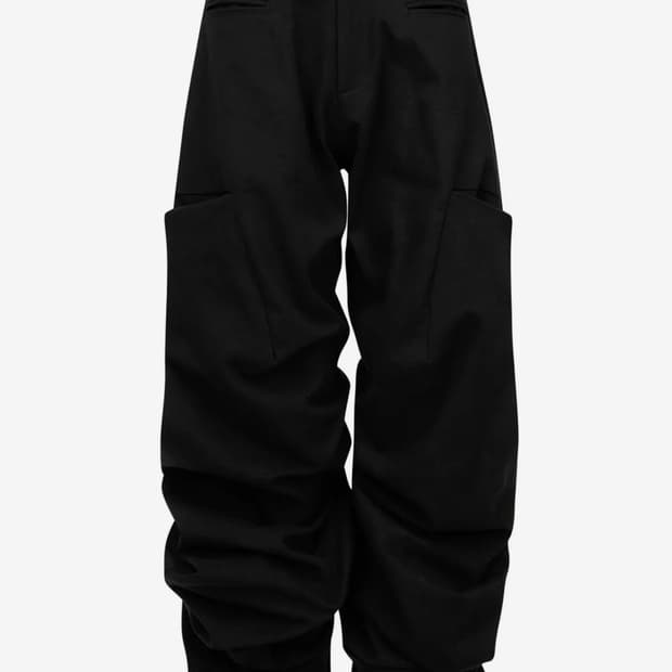 나체 핀턱 와이드 팬츠 블랙