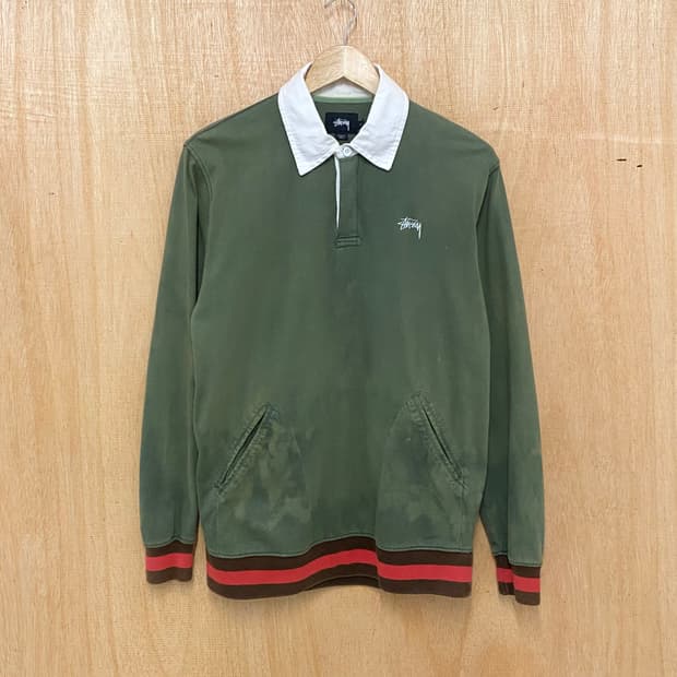 STUSSY bleach washed collar t-shirts 스투시