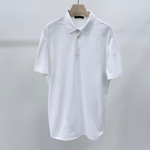 [S+급/XL] 로로피아나 코튼 폴로 반팔 카라티 화이트