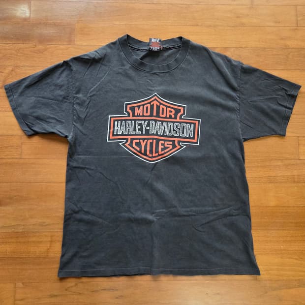 90s 할리데이비슨 usa 쉴드로고 반팔 [xl] 블랙