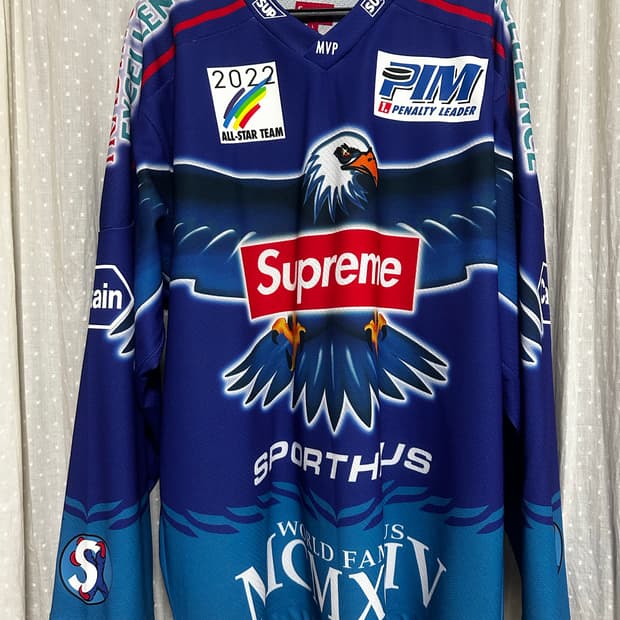 슈프림 이글 하키 저지 블루