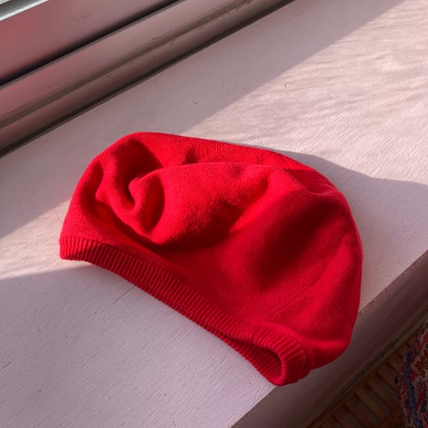 100% 코튼 레드 니트 헌팅캡