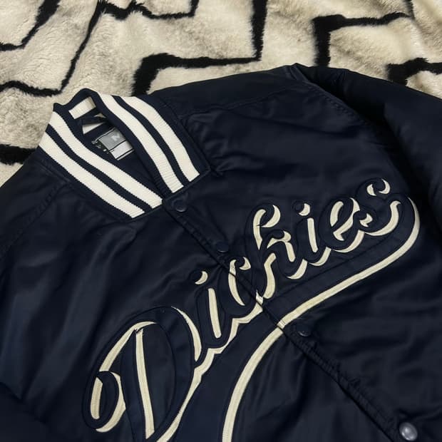 [M]디키즈 오버핏 빅로고 스타디움 자켓/네이비/이염