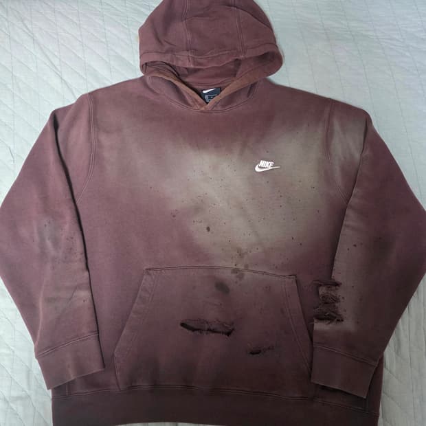 [XL] 빈티지 Y2K 나이키 브라운 데미지 후드티 트래쉬드