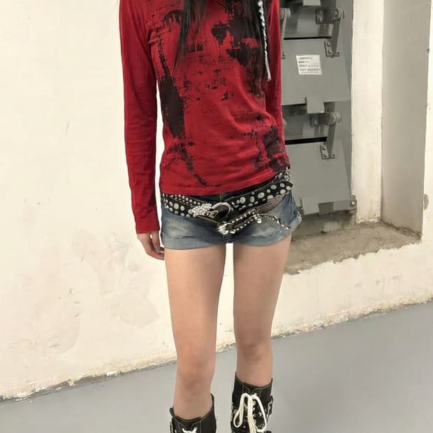 SCHLÜSSEL 슈리셀 펑크 그래픽 티셔츠 갸루/핀터/펑크/Y2K