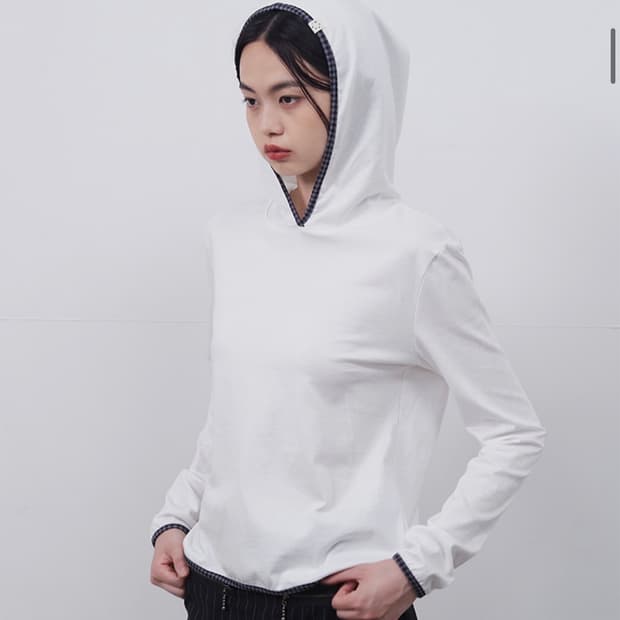 오헤시오 롱 후드 티셔츠 후드티 아이보리