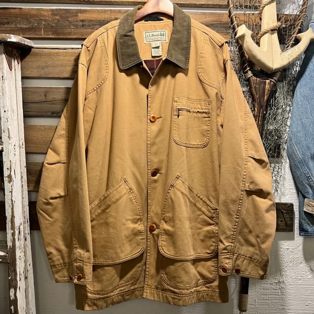 [2XL]L.L.Bean 엘엘빈 체크 라이닝 브라운 캔버스 초어 자켓
