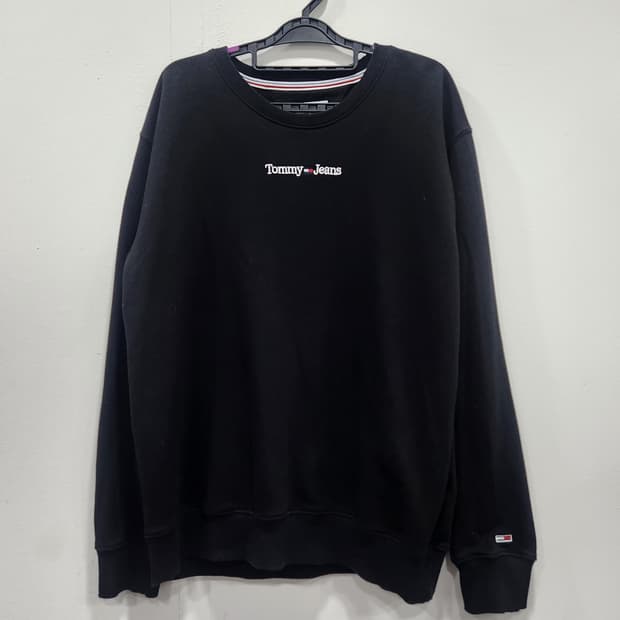 타메힐피거 타미진스 블랙 맨투맨 티셔츠 남성 100사이즈