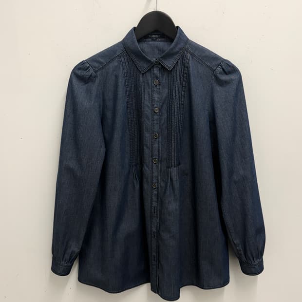 Burberry 데님 핀턱 셔츠 블라우스