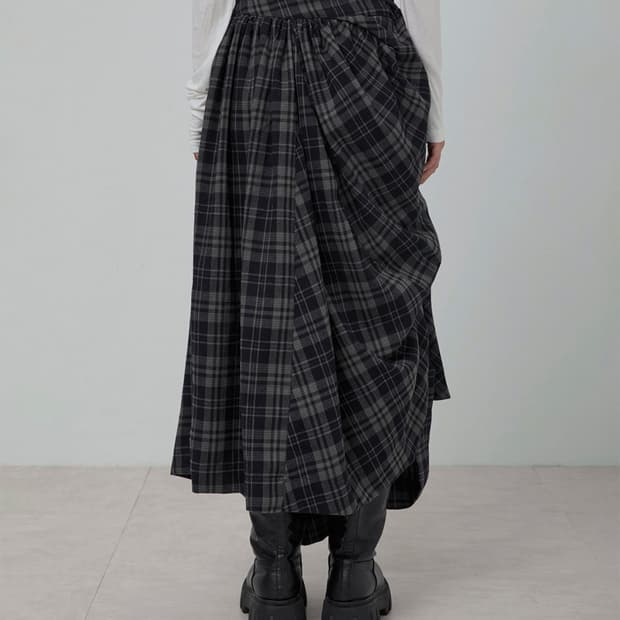 플레어업 드레이프 레이어드 체크 롱스커트 2사이즈