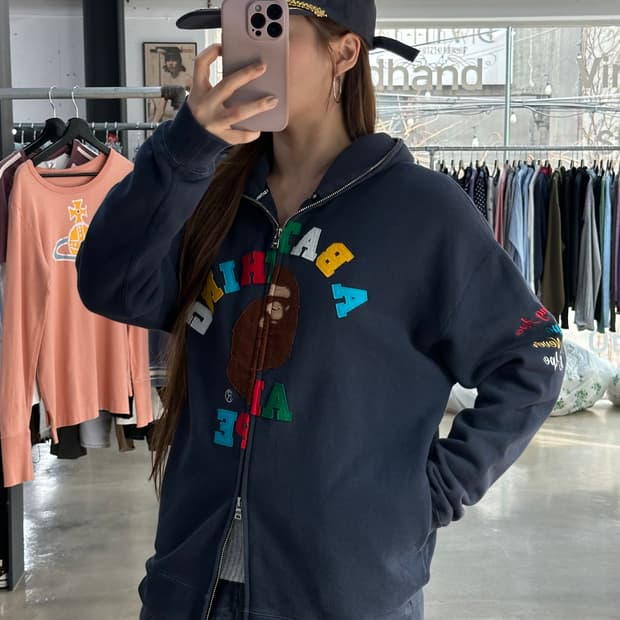 베이프 OG 컬러패치 컬리지 풀 후드집업