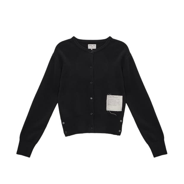 (W) 마뗑킴 타이포 패치 라운드 가디건 블랙