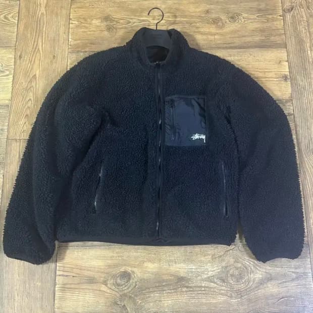 스투시 쉐르파 리버시블 자켓 블랙