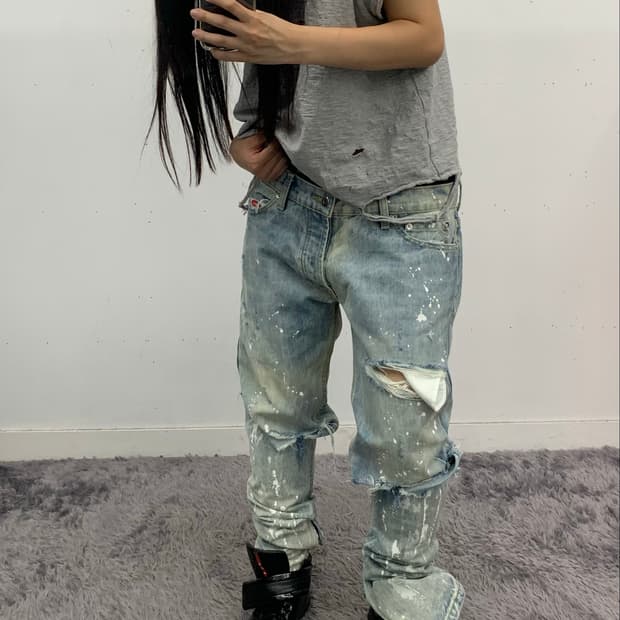 Mintcrew 라이더 데미지 데님