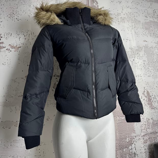 Black Cropped Puffer Jacket