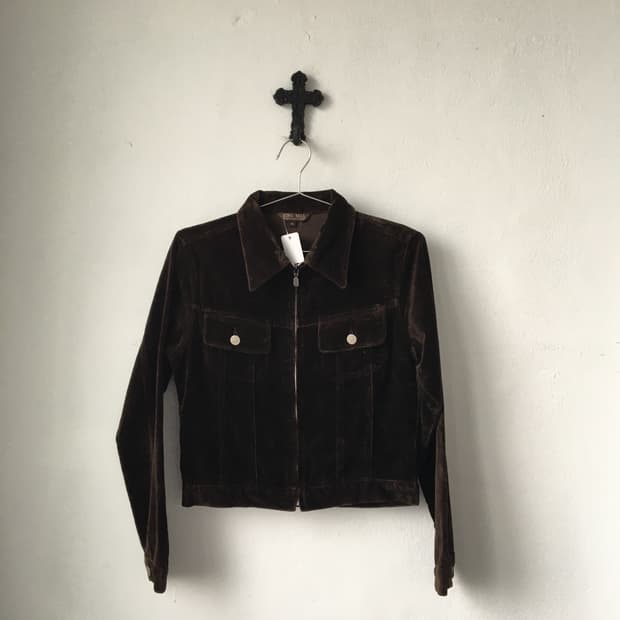 Velvet pocekt point zip up jacket