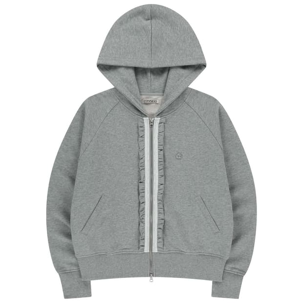 코이세이오 러플 레이스 후드집업 멜란지 그레이