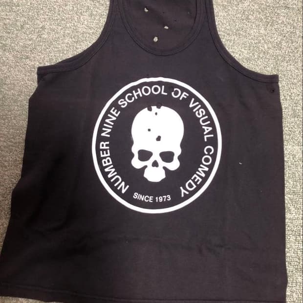 01AW 넘버나인 스쿨 오브 비주얼 코미디 스컬 탱크탑 블랙